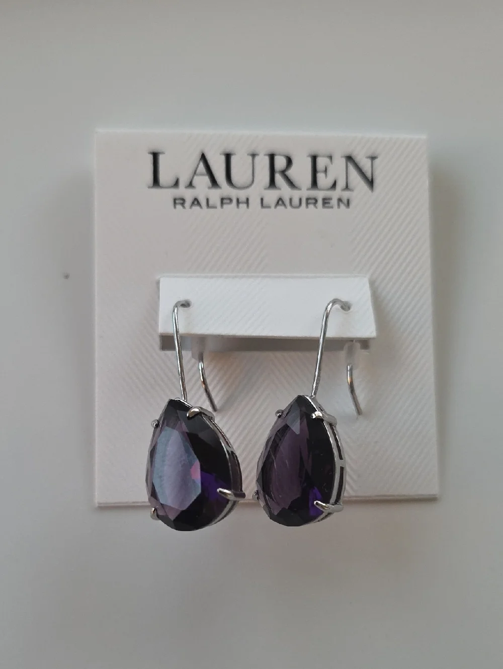 Lauren‎ Ralph Lauren Silver-Tone Earrings with Deep Purple Teardrops